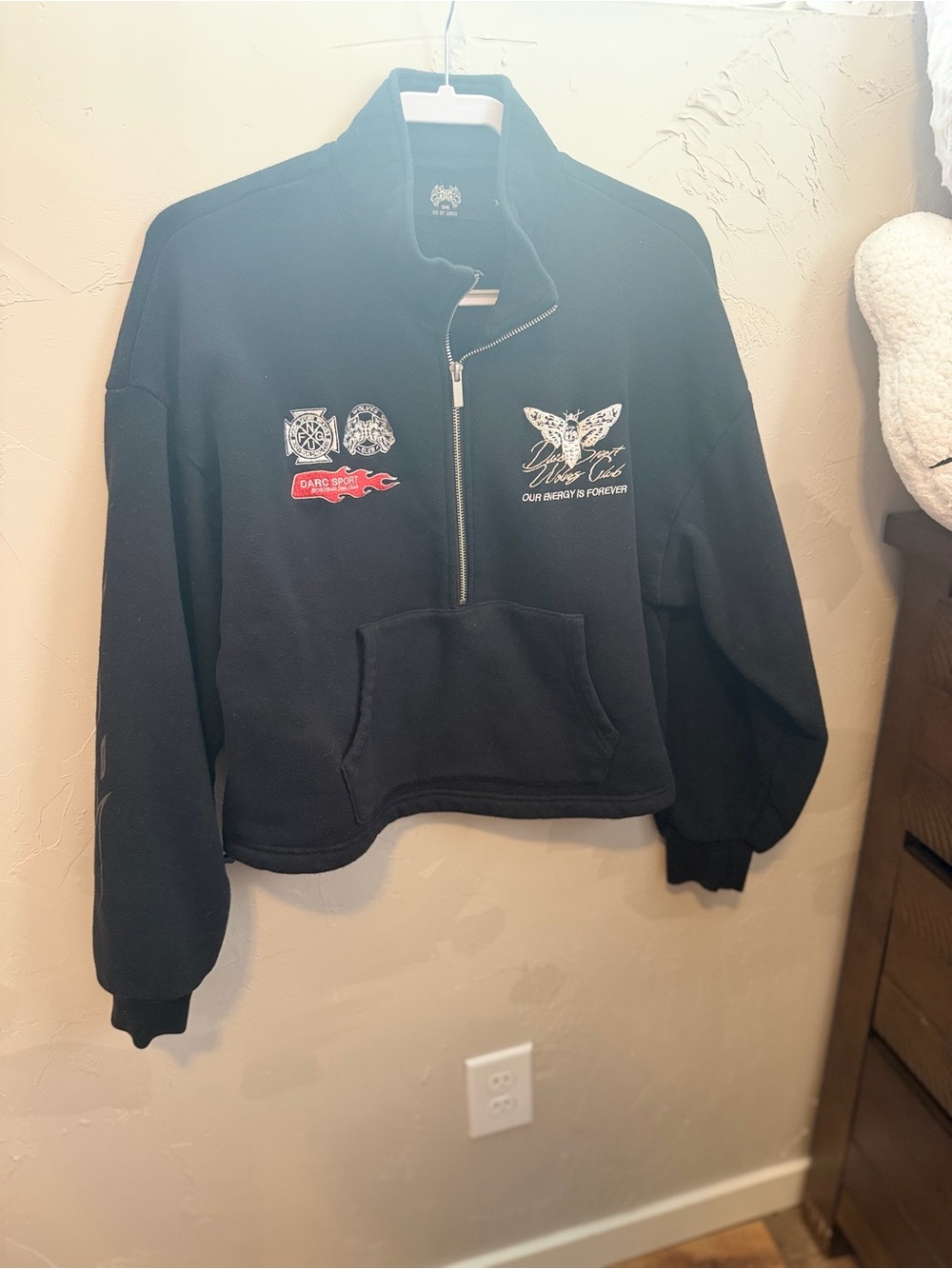 Darc Sport Black Half-Zip Cropped Crewneck Sweater